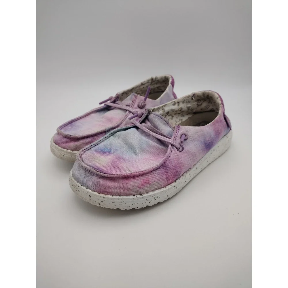 Hey Dude Wendy Youth Dreamer Purple Tie Dye Unicorn Shoes Kids Size 2